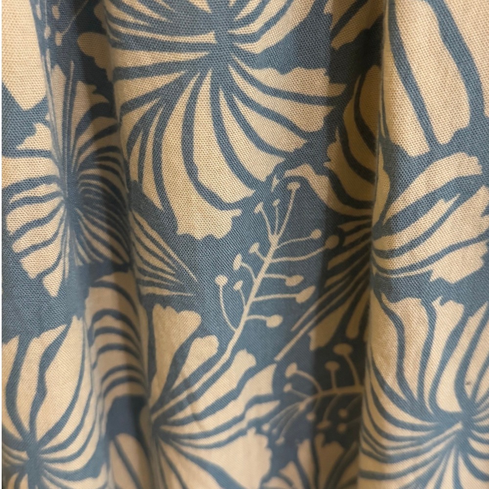 La Tropicale Maxi Dress Women One Size Blue Cream Excellent Hibiscus Floral Boho - Picture 3 of 6